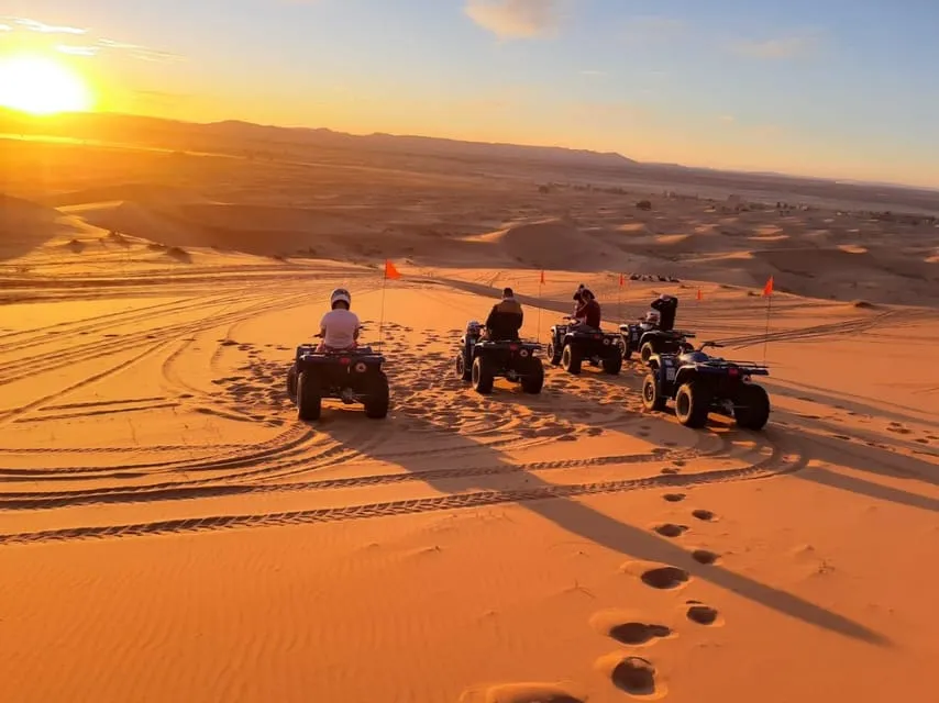 Quad biking at sunset in the Morocco desert – DiscoverMoroccoNow Sahara desert quads desert adventure